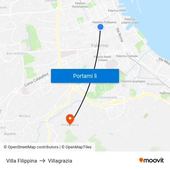 Villa Filippina to Villagrazia map