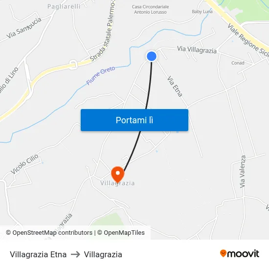 Villagrazia Etna to Villagrazia map