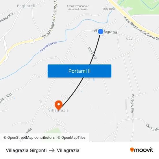 Villagrazia Girgenti to Villagrazia map