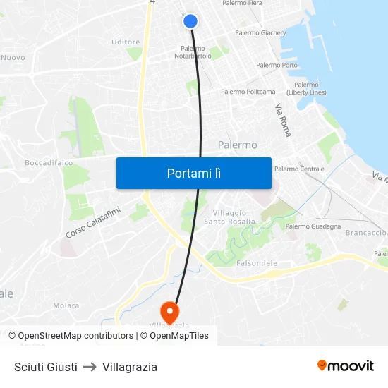 Sciuti Giusti to Villagrazia map