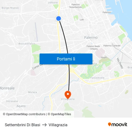 Settembrini Di Blasi to Villagrazia map