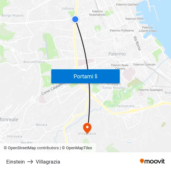 Einstein to Villagrazia map