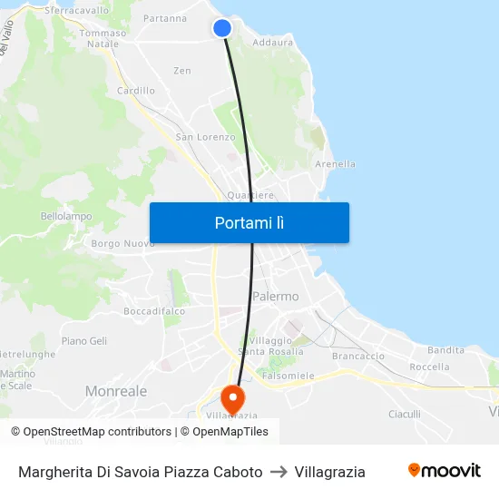 Margherita Di Savoia Piazza Caboto to Villagrazia map