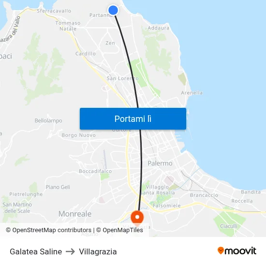 Galatea Saline to Villagrazia map