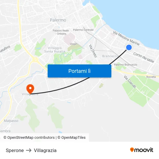 Sperone to Villagrazia map