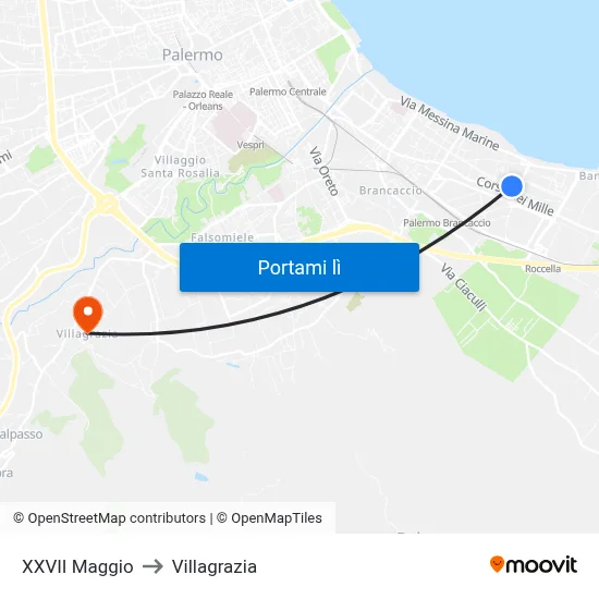 XXVII Maggio to Villagrazia map