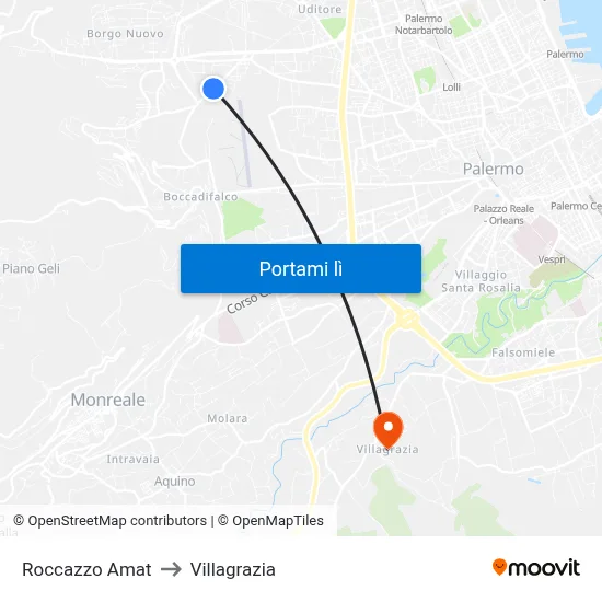 Roccazzo Amat to Villagrazia map