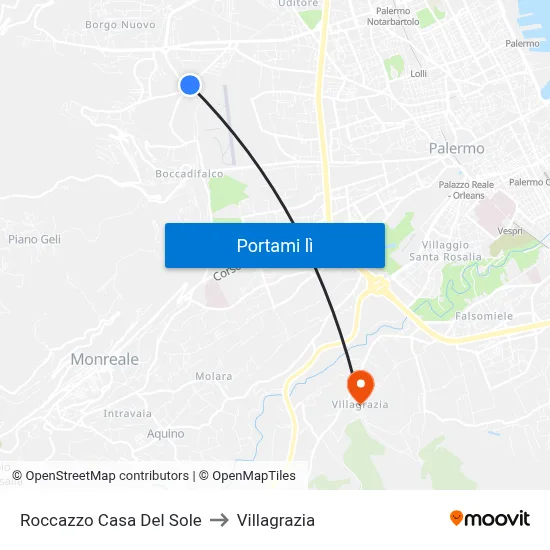 Roccazzo Casa Del Sole to Villagrazia map