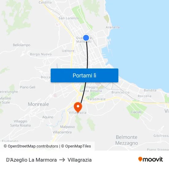 D'Azeglio La Marmora to Villagrazia map