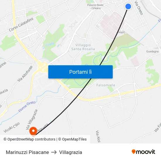 Marinuzzi Pisacane to Villagrazia map