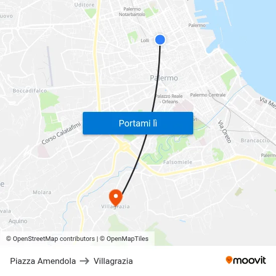 Piazza Amendola to Villagrazia map