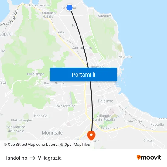 Iandolino to Villagrazia map