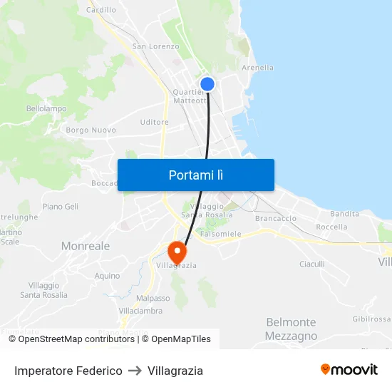 Imperatore Federico to Villagrazia map