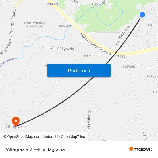 Villagrazia 2 to Villagrazia map