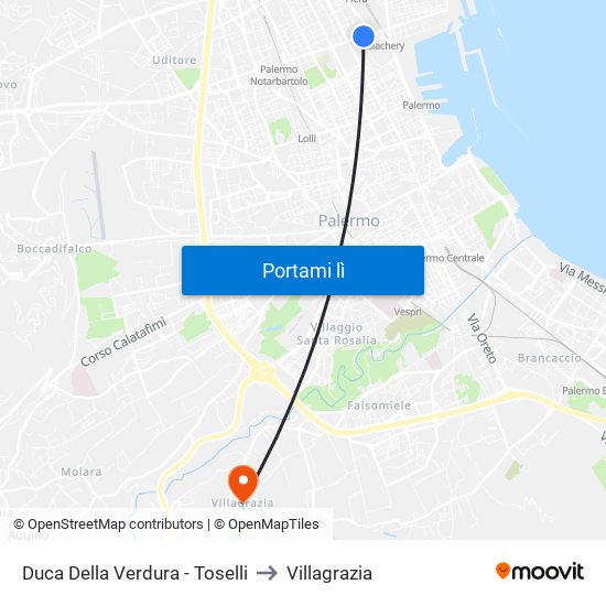 Duca Della Verdura - Toselli to Villagrazia map