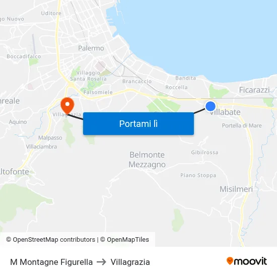 M Montagne Figurella to Villagrazia map