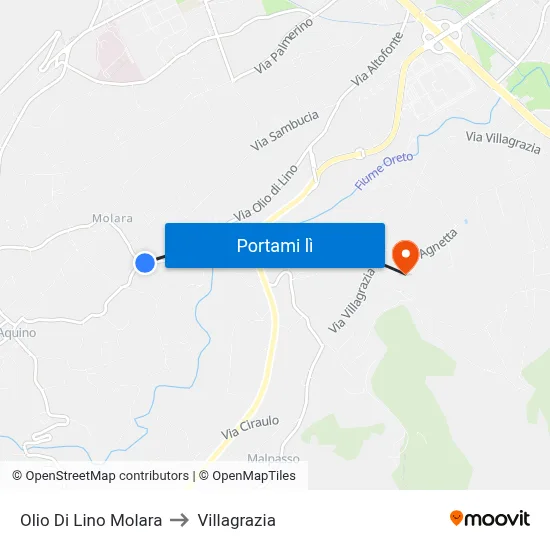 Olio Di Lino Molara to Villagrazia map