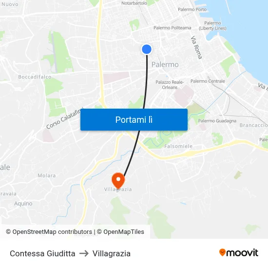 Contessa Giuditta to Villagrazia map