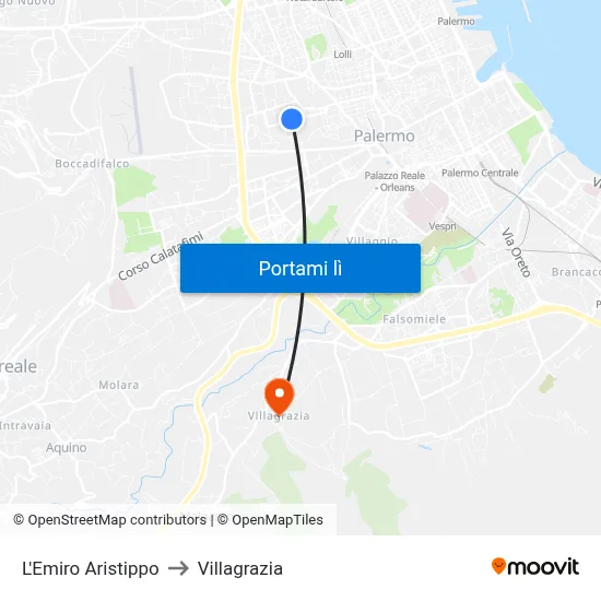 L'Emiro Aristippo to Villagrazia map