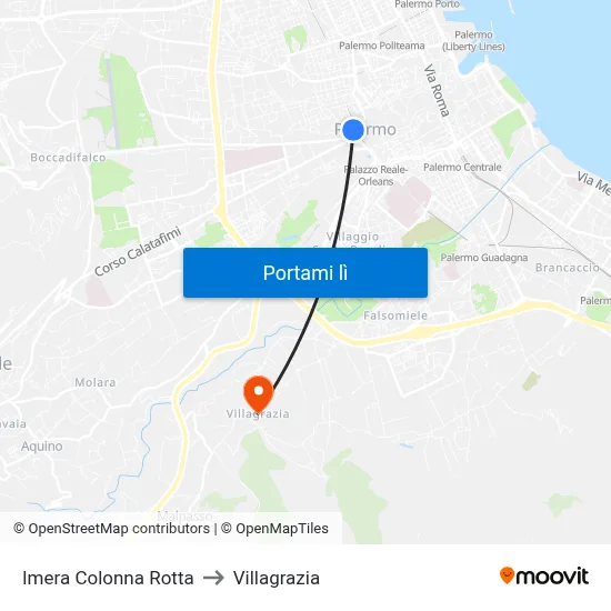 Imera Colonna Rotta to Villagrazia map