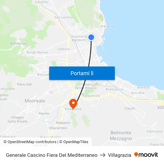 Generale Cascino Fiera Del Mediterraneo to Villagrazia map