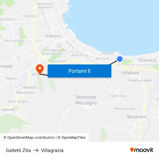 Galletti Zita to Villagrazia map