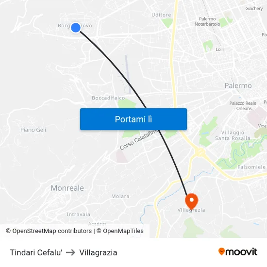 Tindari Cefalu' to Villagrazia map