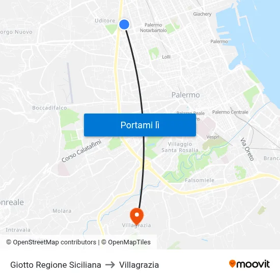Giotto Regione Siciliana to Villagrazia map