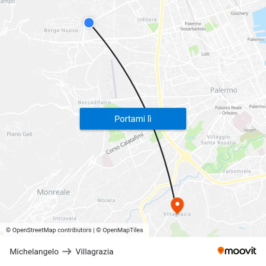 Michelangelo to Villagrazia map