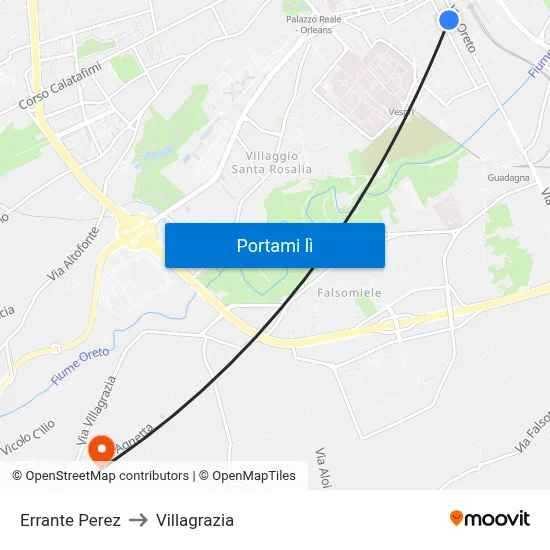 Errante Perez to Villagrazia map