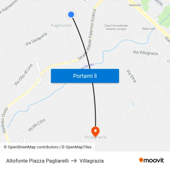 Altofonte Piazza Pagliarelli to Villagrazia map