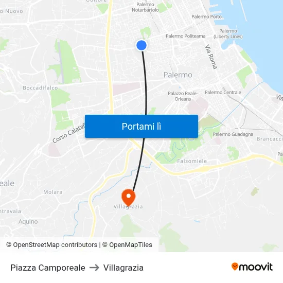 Piazza Camporeale to Villagrazia map