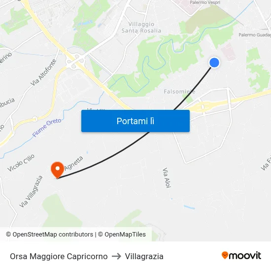Orsa Maggiore Capricorno to Villagrazia map
