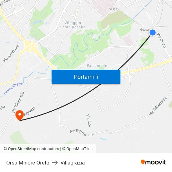 Orsa Minore Oreto to Villagrazia map