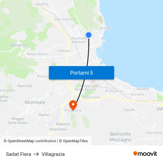 Sadat Fiera to Villagrazia map