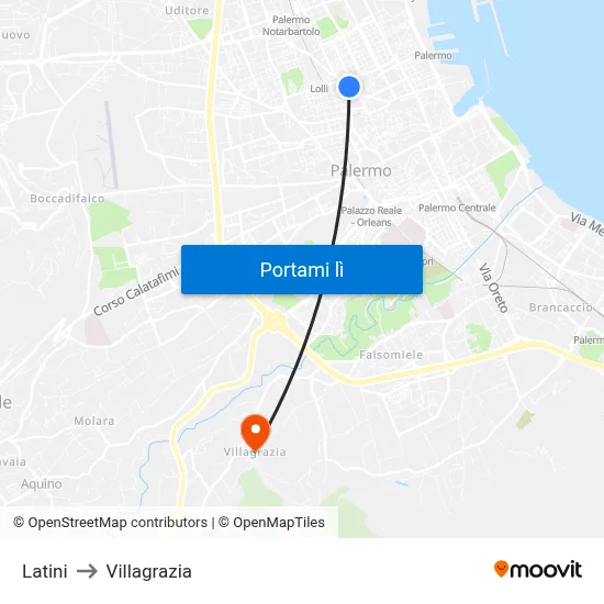 Latini to Villagrazia map