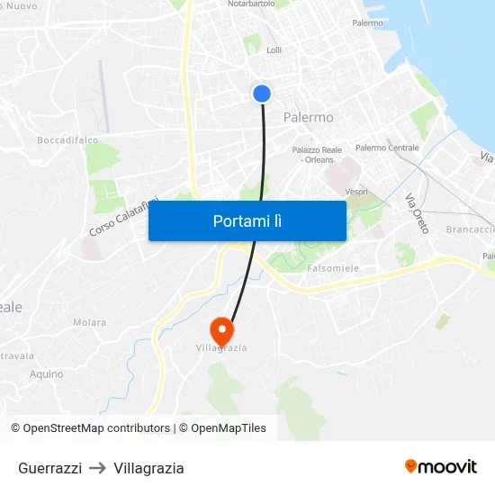 Guerrazzi to Villagrazia map