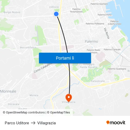 Parco Uditore to Villagrazia map