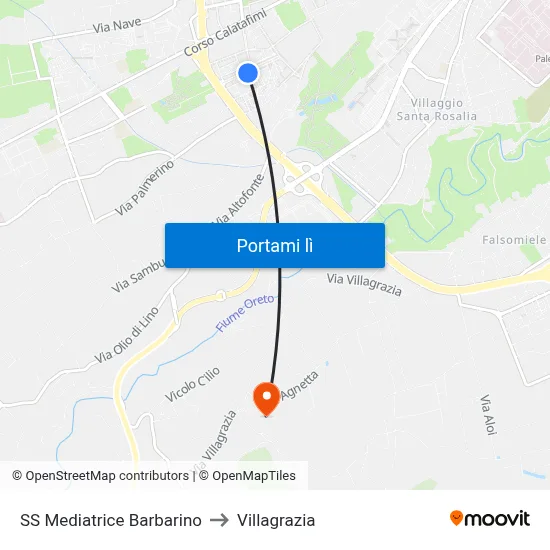 SS Mediatrice Barbarino to Villagrazia map