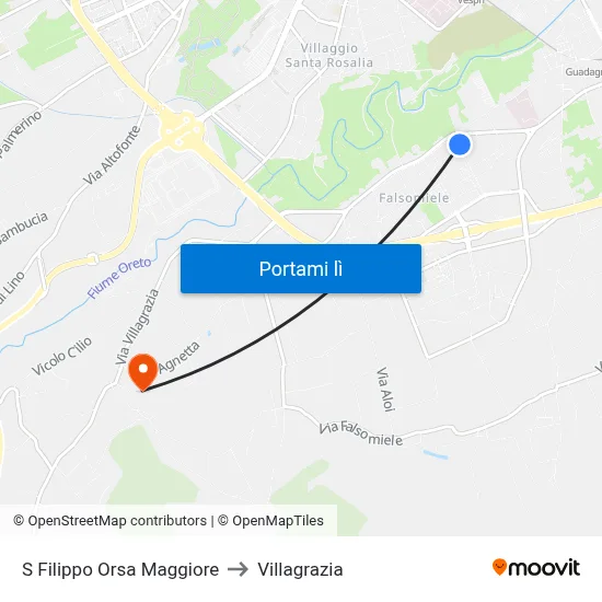S Filippo Orsa Maggiore to Villagrazia map
