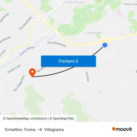Ermellino Troina to Villagrazia map