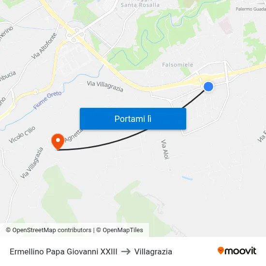 Ermellino Papa Giovanni XXIII to Villagrazia map