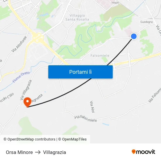 Orsa Minore to Villagrazia map
