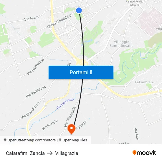 Calatafimi Zancla to Villagrazia map