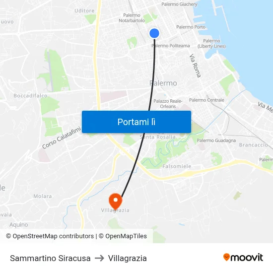 Sammartino Siracusa to Villagrazia map