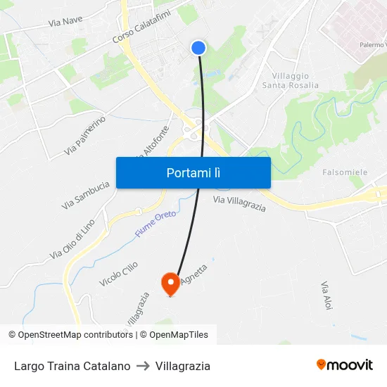 Largo Traina Catalano to Villagrazia map
