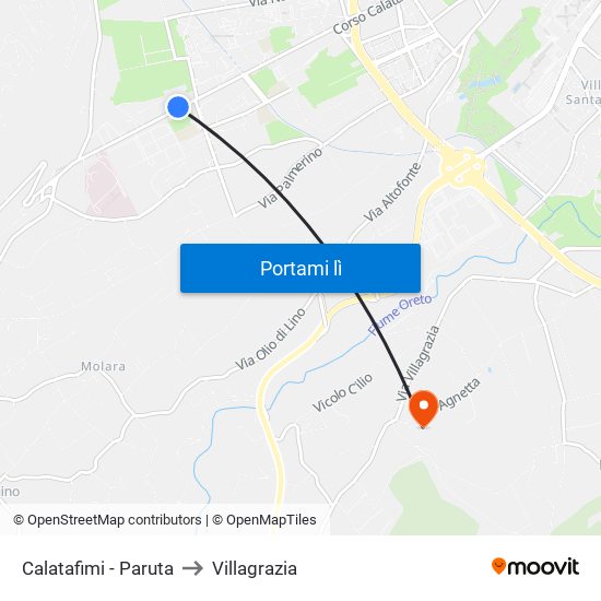 Calatafimi - Paruta to Villagrazia map