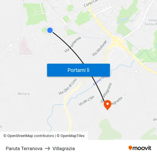 Paruta Terranova to Villagrazia map