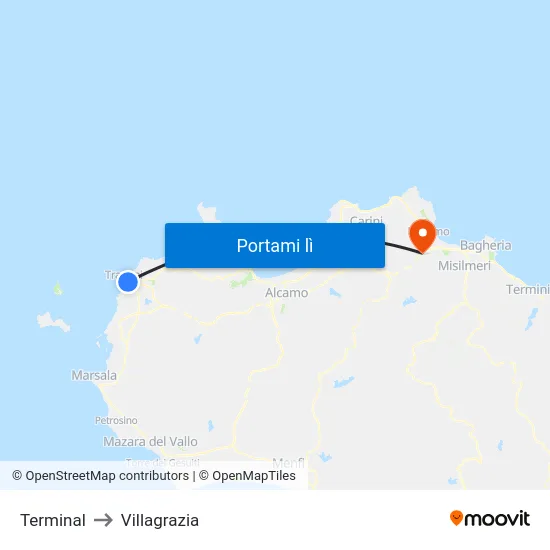Terminal to Villagrazia map