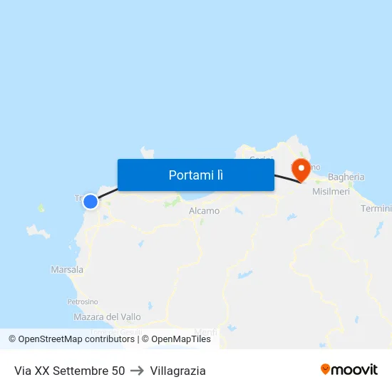 Via XX Settembre 50 to Villagrazia map